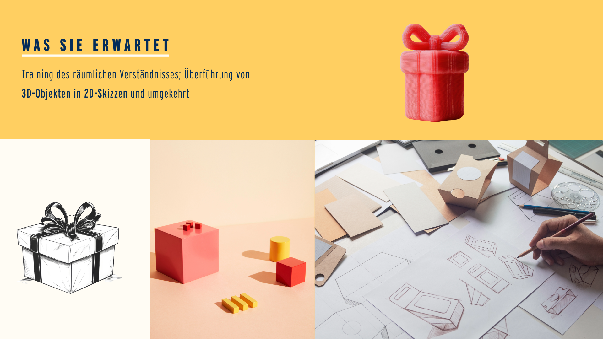 Rapid Prototyping und 3D Druck Vorteile Rapid Prototyping mit vier Bildern von der Skizze zum 3D Objekt