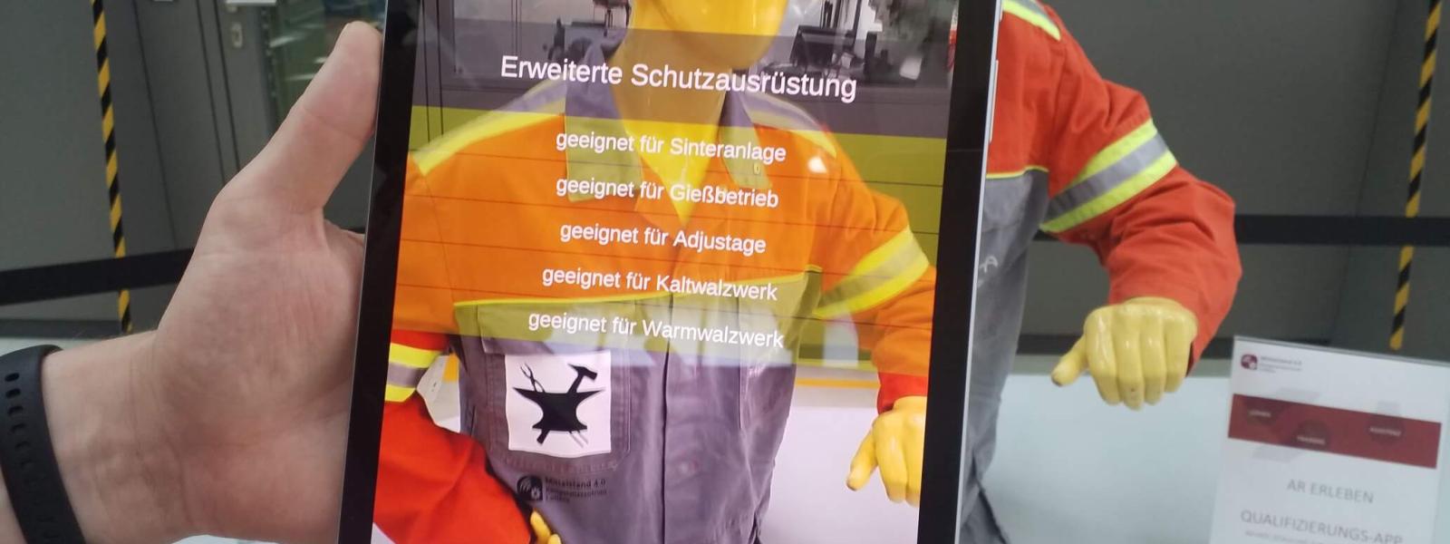 Ein Tablet mit einer aktiven AR Anwendung