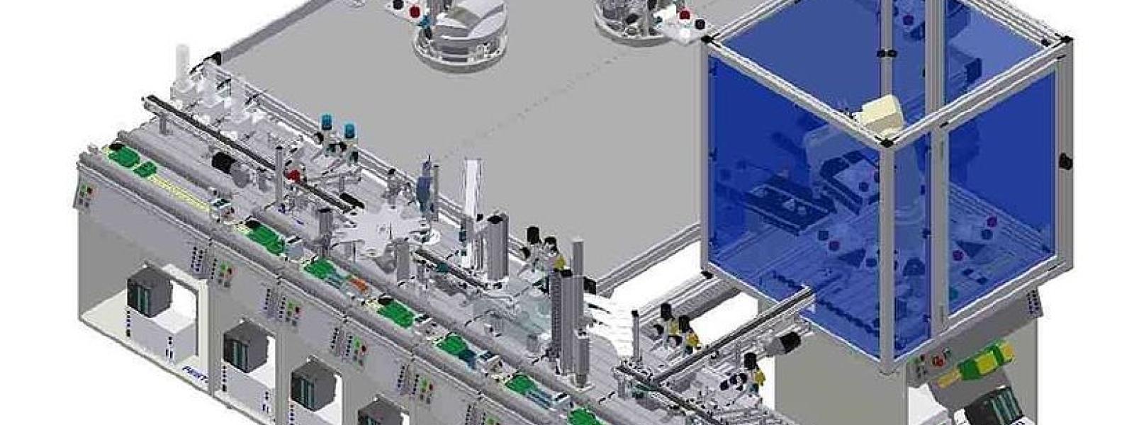 CAD Darstellung des Labormodells einer Fertigungslinie