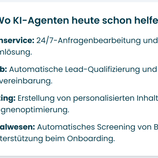 Infografik Was KI-Agenten heute schon erledigen