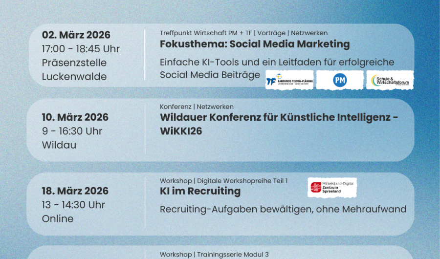 Flyer Monatsübersicht Veranstaltungen März 2026