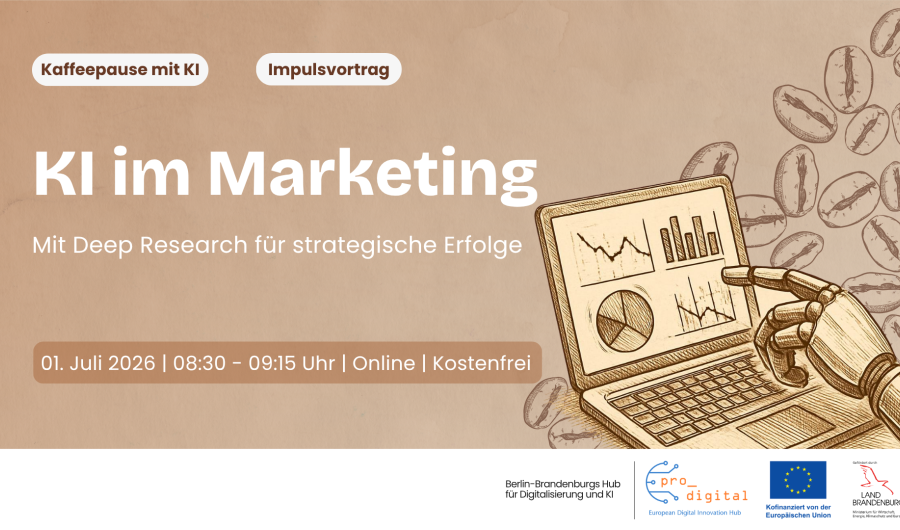 Flyer zur Veranstaltung - Kaffeepause mit KI - KI im Marketing meistern