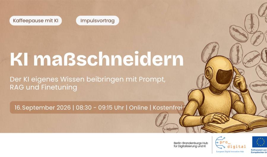 Flyer zur Veranstaltung - Kaffeepause mit KI - KI maßschneidern