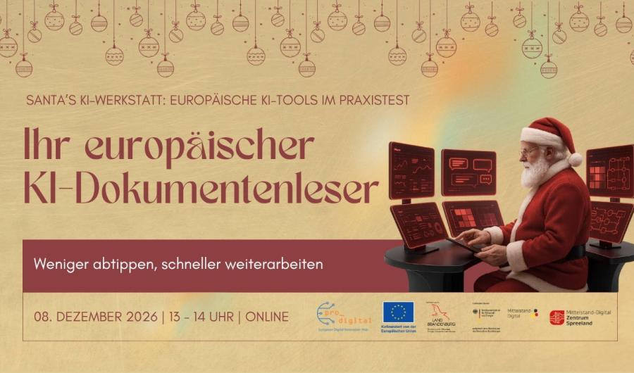 Flyer zur Veranstaltung Santa’s KI-Werkstatt - Ihr europäischer KI-Dokumentenleser