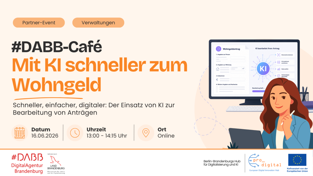 Flyer #DABB-Café: Mit KI Schneller zum Wohngeld