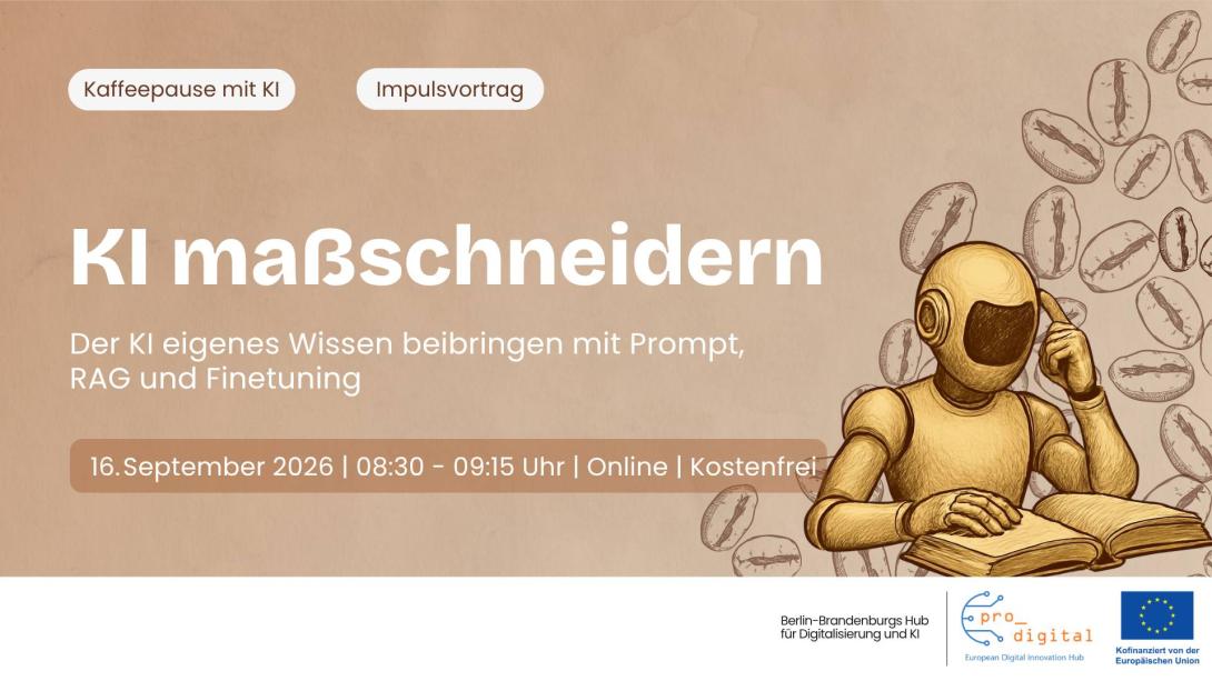 Flyer zur Veranstaltung - Kaffeepause mit KI - KI maßschneidern